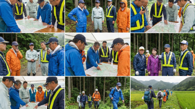 地元民が協力して捜索しているイメージ画像