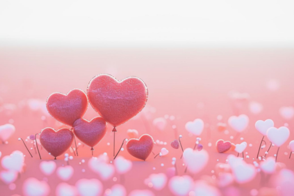 ハートの花畑の画像