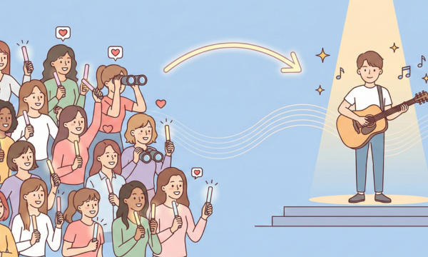 ファンが見守っている図解画像