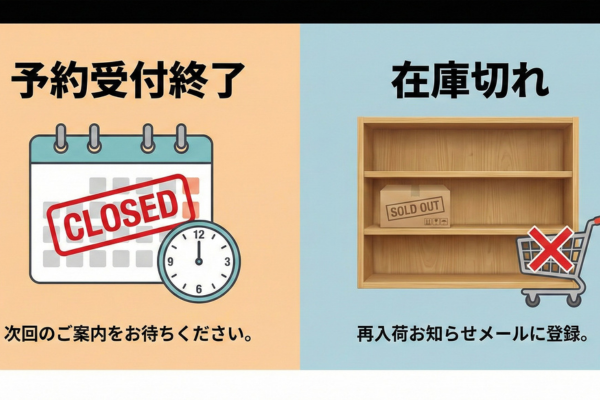 予約受付終了や在庫切れになった時のイメージ画像