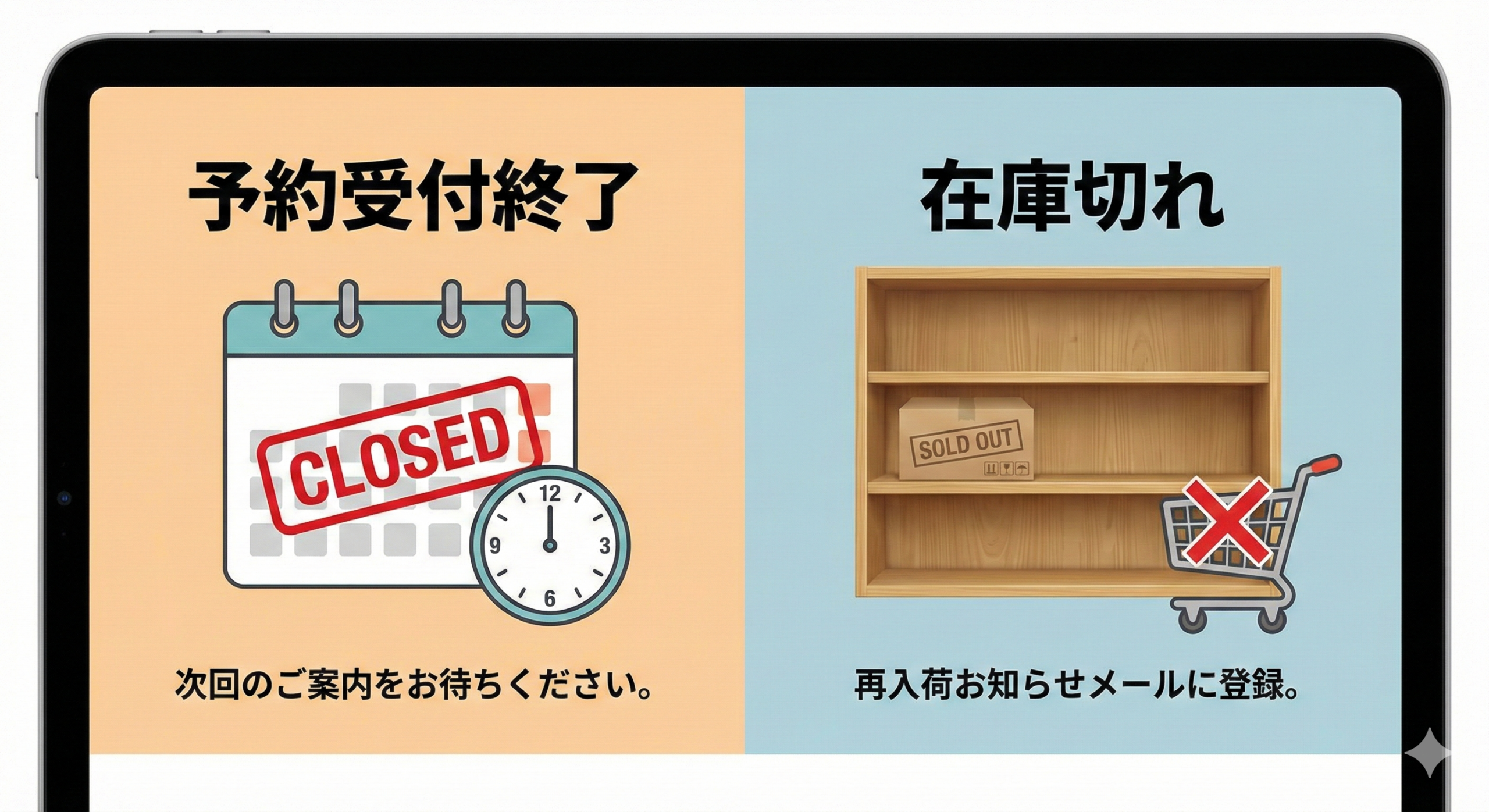 予約受付終了や在庫切れになった時のイメージ画像