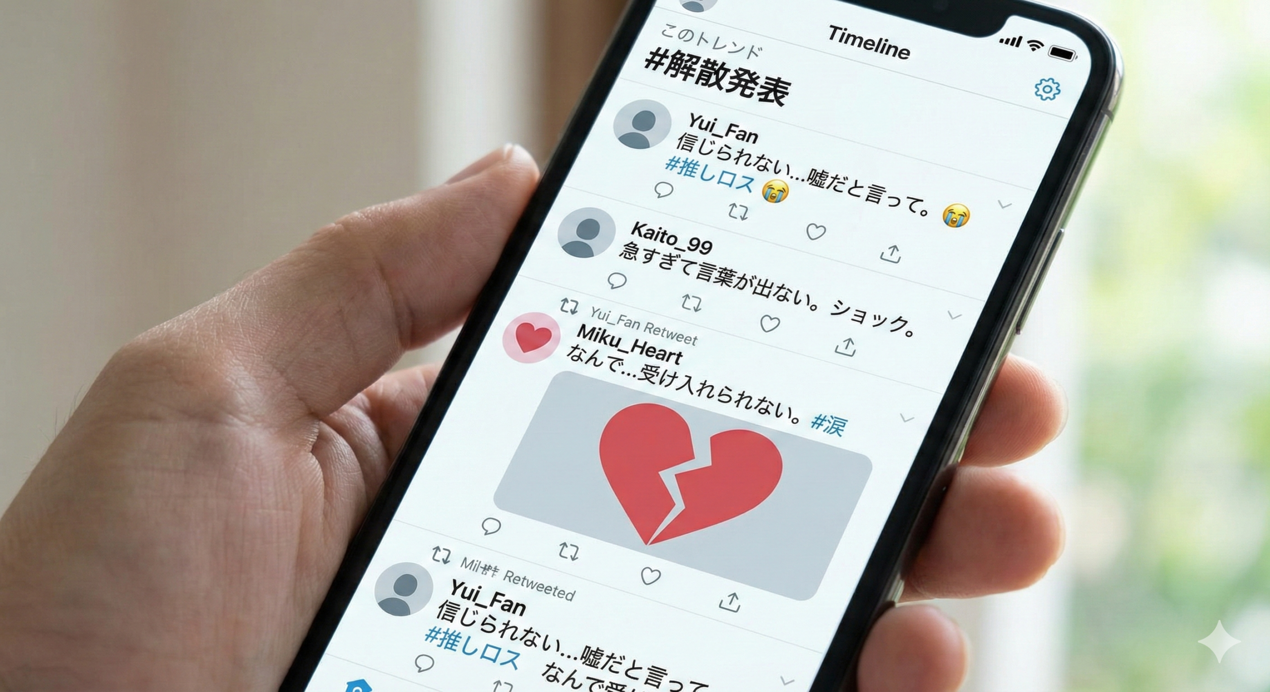 ファンの間では動揺が広がっているSNSのイメージ画像