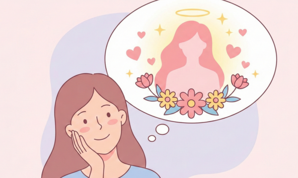 敵な女性なのだろうと想像している図解画像