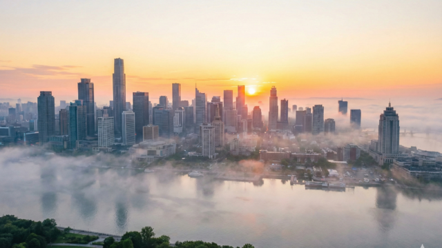 都会の早朝5時〜6時のイメージ画像