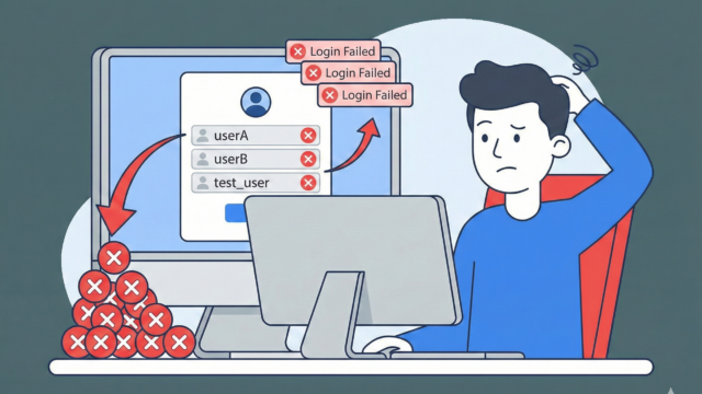 ログインアカウントの間違いも頻発の図解画像
