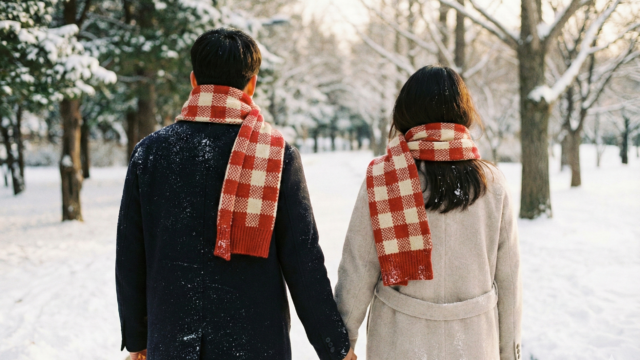 お揃いのマフラーのイメージ画像