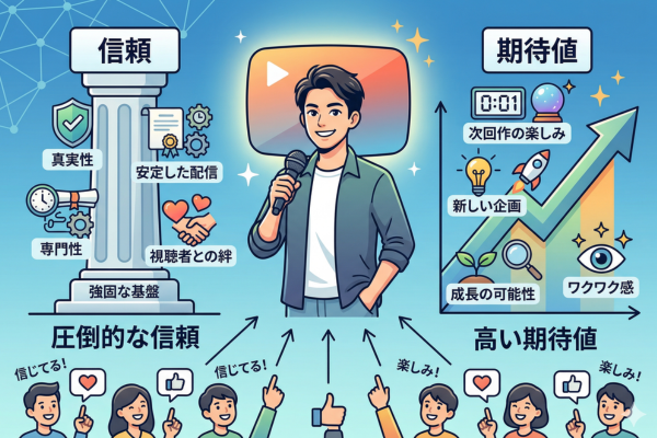 圧倒的な信頼と期待値をもつYouTuberのイメージ図解画像