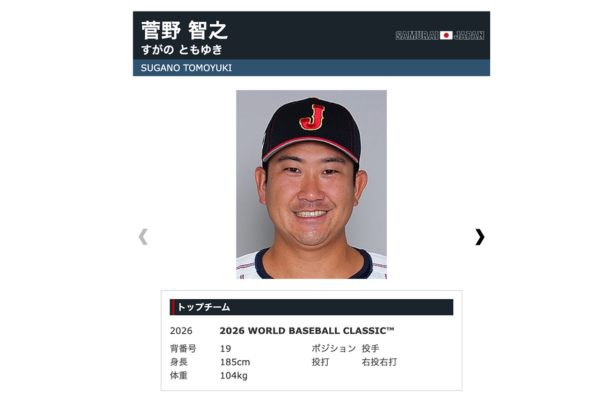 菅野選手のプロフィール画像