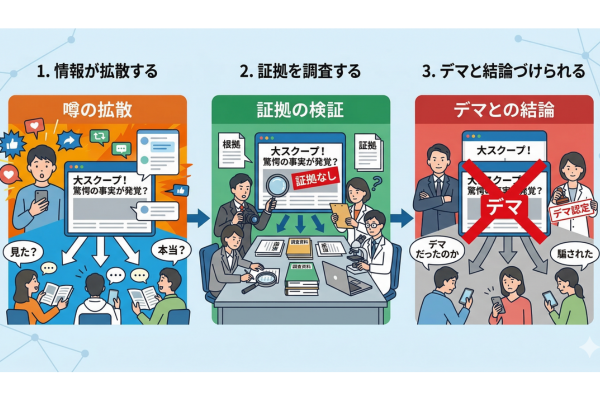 証拠不足でデマと結論づけられたイメージ図解画像