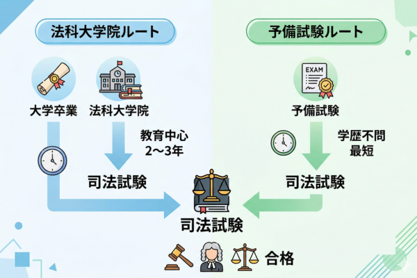 司法試験には大きく分けて2つのルートがあるというイメージ図解画像
