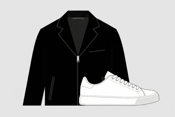 ハンジソンが過去に着用していた黒いジャケットや白いスニーカーのイメージ画像