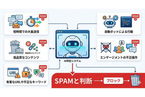 AIはどんな行動をスパムと判断しているのか？というイメージ図解画像