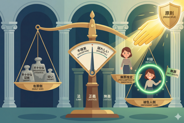 疑わしきは被告人の利益にというイメージ図解画像