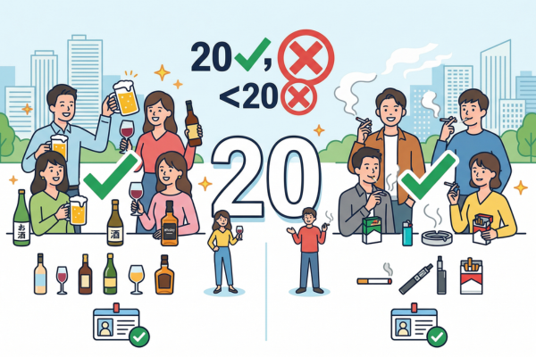 飲酒・喫煙は20歳以上からというイメージ図解画像