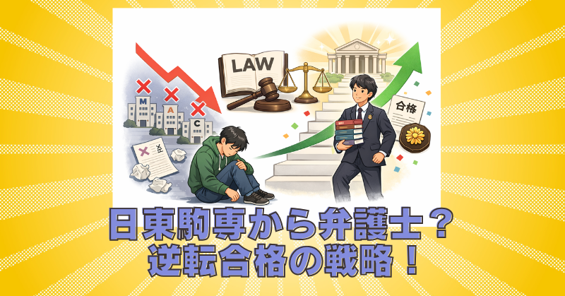 日東駒専から弁護士になれるのか？マーチ全落ちでも逆転合格を勝ち取る現実的戦略のブログアイキャッチ