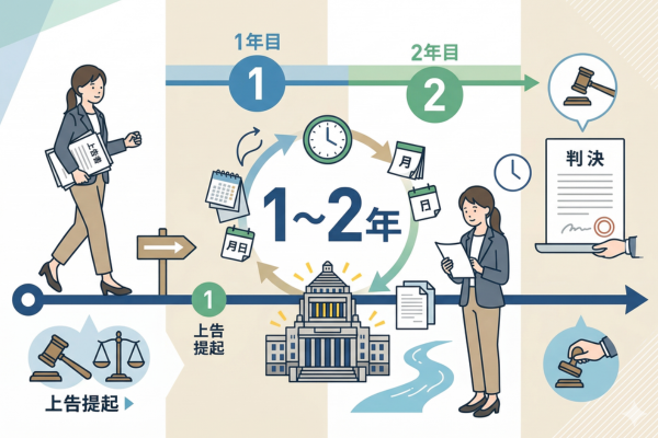 上告審には1〜2年の時間がかかるというイメージ図解画像