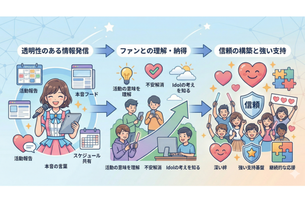 女性アイドルの情報の透明性が信頼につながったイメージ図解画像