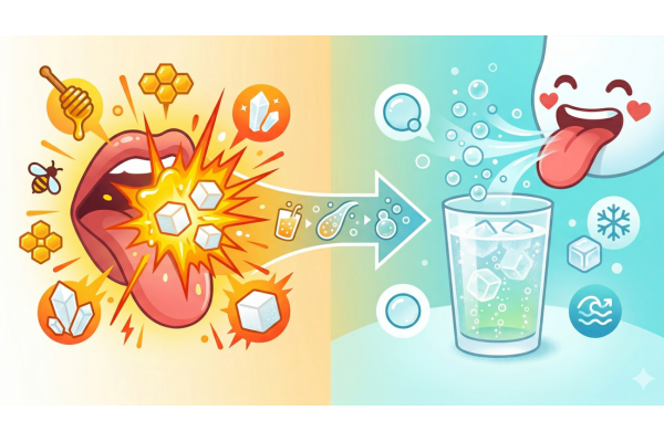 甘さのインパクト→炭酸の爽快感を感じるイメージ図解画像