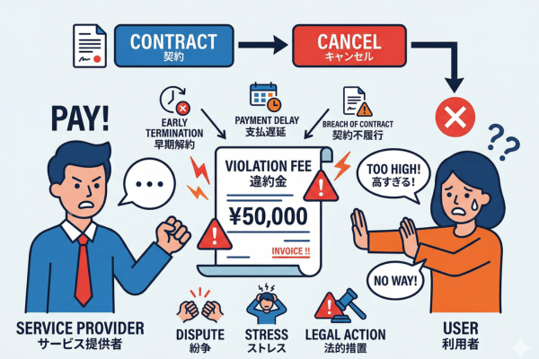 違約金トラブルのイメージ図解画像