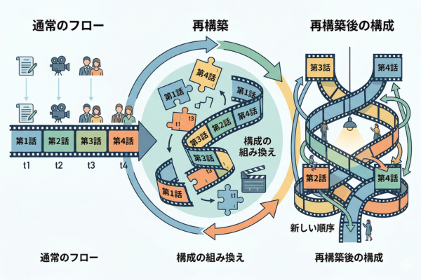 エピソードの構成そのものにも再構築が加えられているドラマのイメージ図解画像