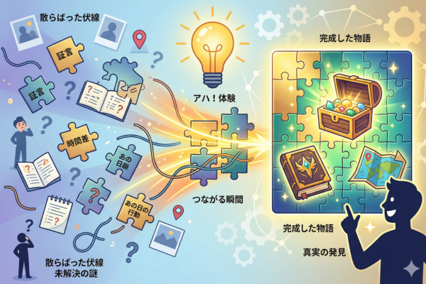 伏線がすべてつながる感覚を味わえるというイメージ画像