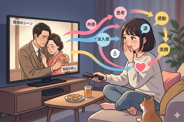 感情移入しながらドラマ視聴を楽しむイメージ図解画像
