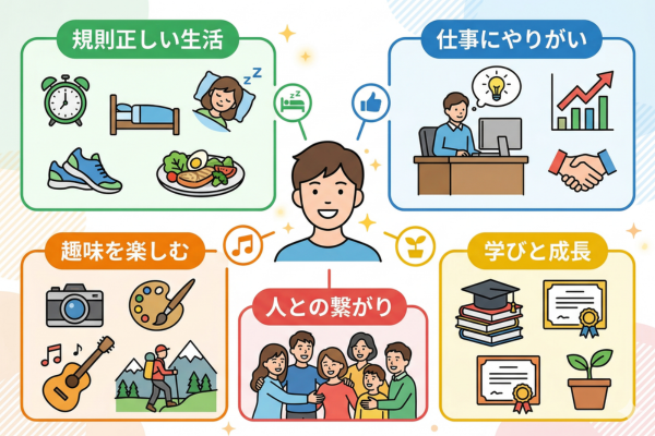 充実した日々を送っているイメージ図解画像