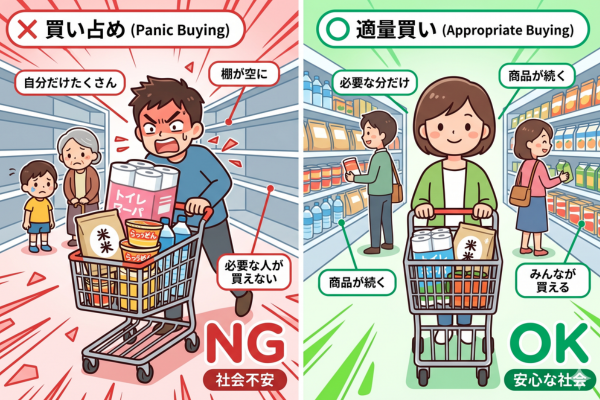 日用品の買い占めはNGのイメージ図解画像