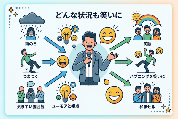 どんな状況でも笑いに変えてしまう芸人というイメージ図解画像