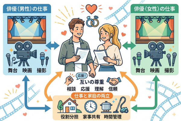 互いの仕事を尊重しながら俳優業を両立させる「新時代の夫婦」のかたちのイメージ図解画像