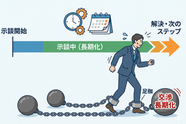 示談の長期化が足枷になるイメージ図解画像