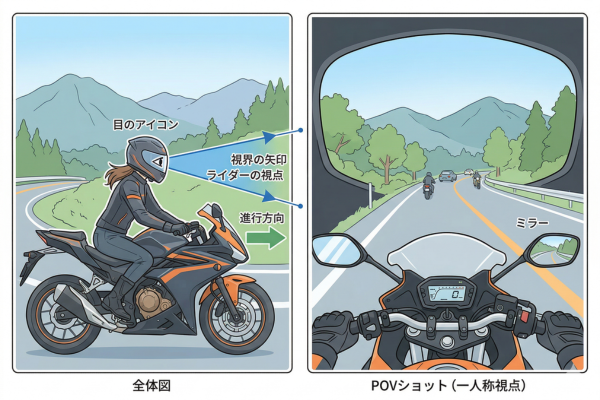 ライダーのPOVショットのイメージ図解画像