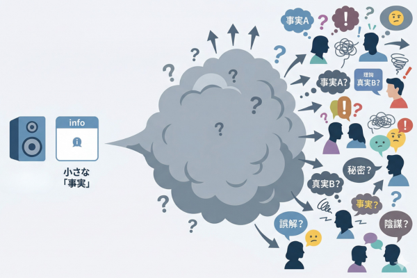 情報が出てこないからこそ憶測が膨らむイメージ図解画像