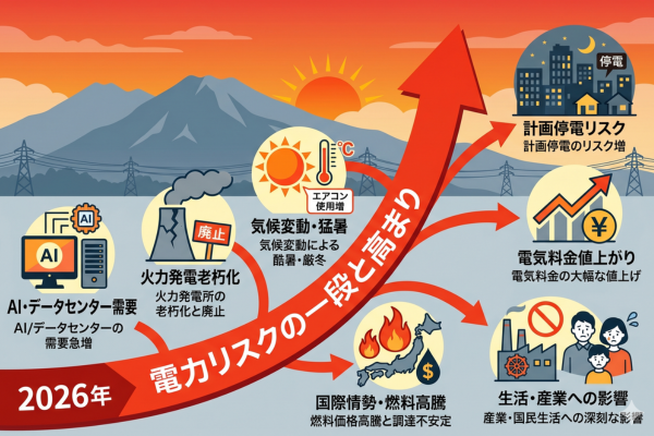 2026年に入って一段と電力に関するリスクは高くなっているというイメージ図解画像