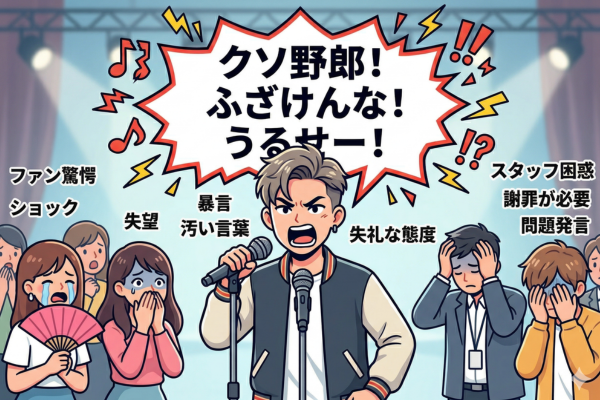 不適切な言葉使いの男性アイドルのイメージ図解画像