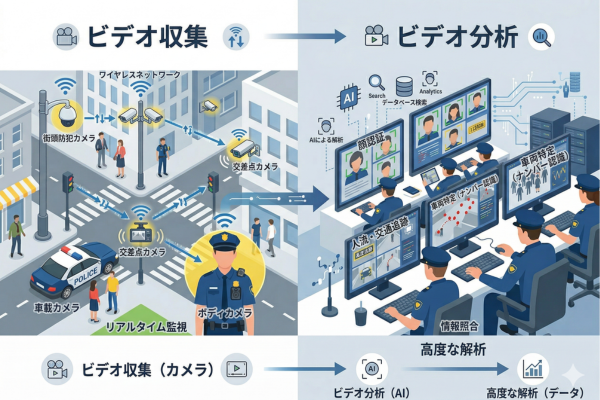 警察が映像証拠を積極的に収集・分析しているイメージ図解画像