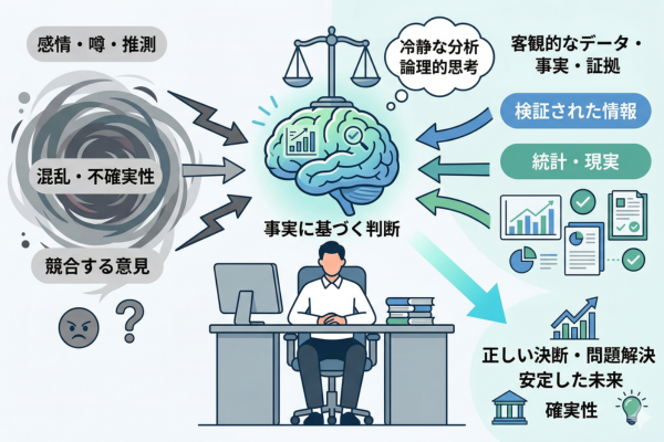 事実に基づいた冷静な判断が求められる局面というイメージ図解画像