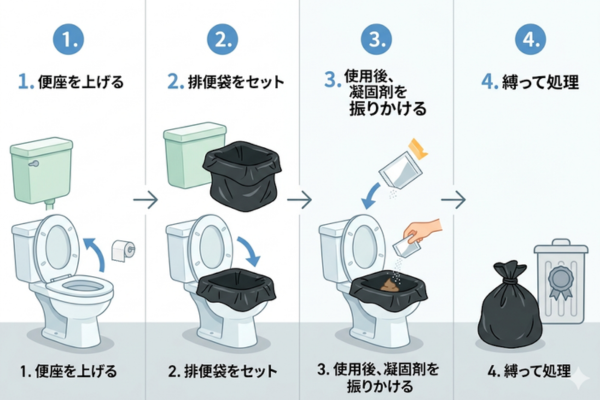 既存の便器を活かす防災トイレのイメージ図解画像