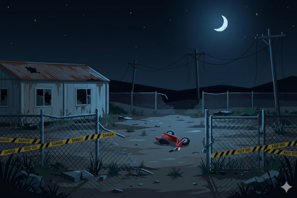 夜は真っ暗で街灯もなく、子どもが一人で来るような場所じゃないというイメージ図解画像