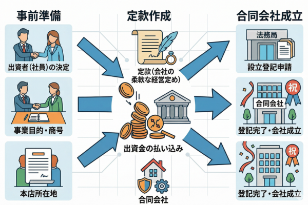 合同会社設立のイメージ図解画像
