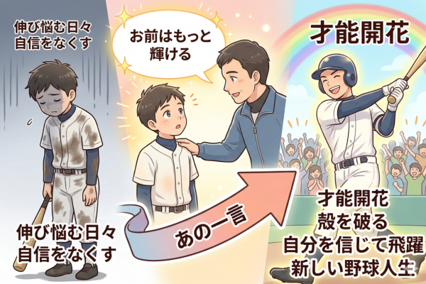 一言が彼の野球人生をガラッと変えたというイメージ図解画像