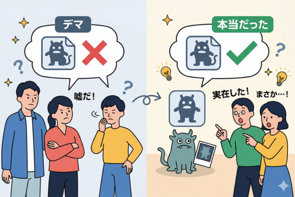 デマだと思われていたものが本当だったというイメージ図解画像