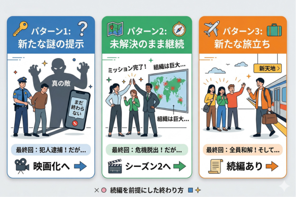 続編を前提にした構成のドラマの終わり方というイメージ図解画像