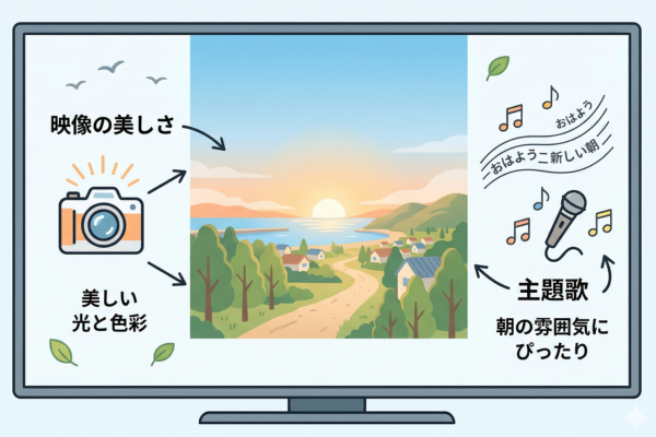 映像の美しさと主題歌が朝の雰囲気にぴったりの朝ドラマというイメージ図解画像