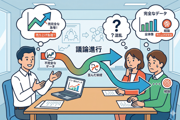 誤解されたまま議論が進んでいるイメージ図解画像